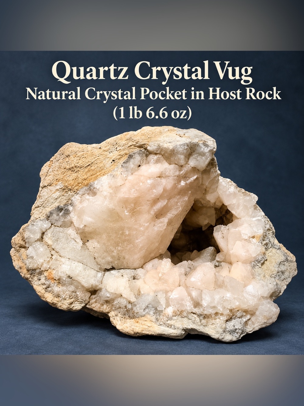 Quartz Crystal Vug | Natural Crystal Pocket in Host Rock | 1 lb 6.6 oz